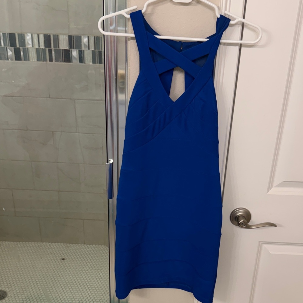 Emerald Sundae Royal Blue Crisscross Back Mini Dress